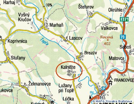 Mapa obce Cígeľ a okolia