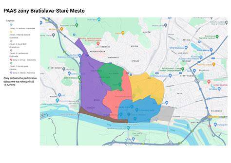 Mapa bratislavskej mestskej časti Staré Mesto s vyznačenou zónou A4 Mudroňova sever - Palisády