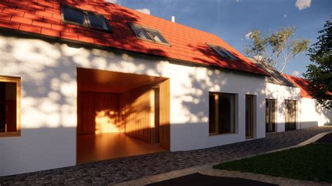 Ukážka rodinného domu v radovej zástavbe s modernou architektúrou