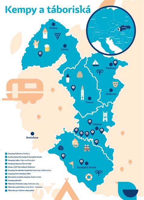 Mapa Trnavského kraja s vyznačenými lokalitami firiem poskytujúcich prenájom lešenia