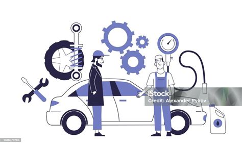 Ilustrácia moderného autoservisu s diagnostickým zariadením