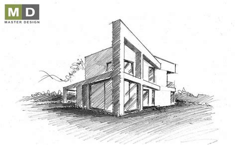 architektonická skica domu