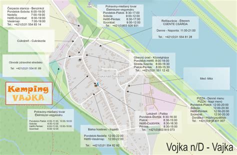 Mapa Vojky nad Dunajom s vyznačenými rekreačnými oblasťami