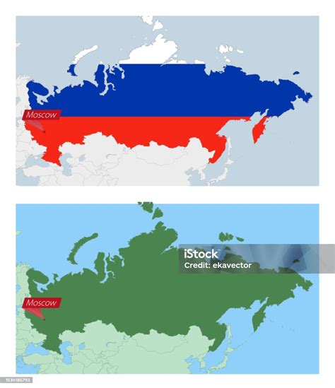 Mapa Ruska s vyznačenou Moskvou a Petrohradom