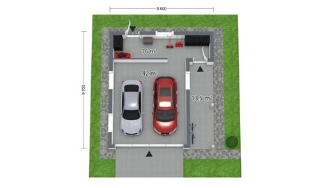 Diagram s rozmermi pre dvojgaráž