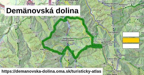 Mapa Demänovskej doliny s vyznačenými atrakciami