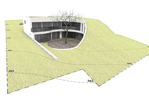 Vizualizácia átria rezidencie s vegetačnou strechou