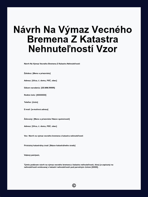 Diagram znázorňujúci proces zápisu vecného bremena do katastra