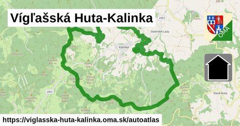 Mapa regiónu Podpoľanie so zvýraznenou obcou Vígľašská Huta - Kalinka
