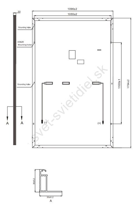 Detailný výkres nosného panelu s rozmermi