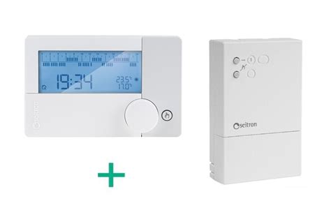 Ilustrácia bezdrôtového termostatu s vysielačom a prijímačom