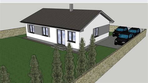 Ilustrácia rodinného domu s veľkým pozemkom a záhradou