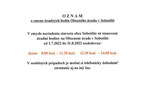 Ilustračná fotografia úradných hodín na obecnom úrade