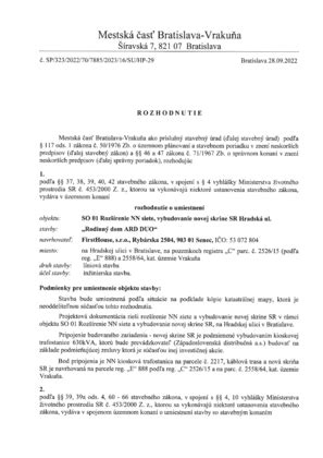 Schéma zobrazujúca rozhodnutie stavebného úradu ako kľúčový faktor pre klasifikáciu priestoru