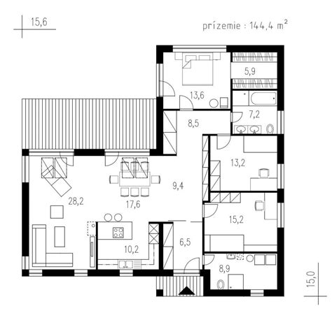 Diagram porovnávajúci pôdorysy bungalovov v tvare L, U a T