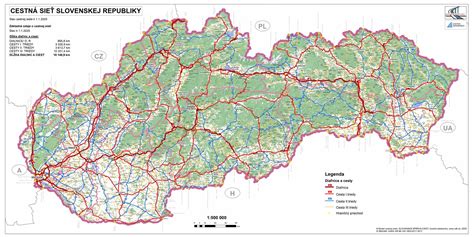 Mapa Slovenska s vyznačenou cestou I/65