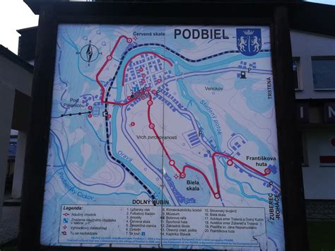 Mapa obce Pribylina a jej okolia s vyznačenými turistickými atrakciami