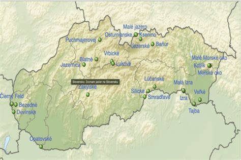 Mapa oblasti Richňava a okolitých jazier