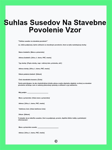 Vzorový formulár súhlasu suseda