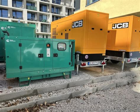 Ilustračný obrázok modernej dieselovej elektrocentrály pripravenej na prenájom