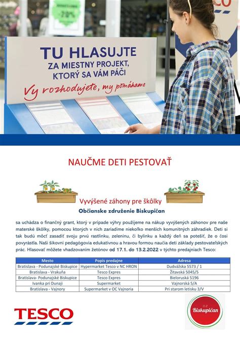 Logo spoločnosti Tesco s odkazom na komunitné projekty.