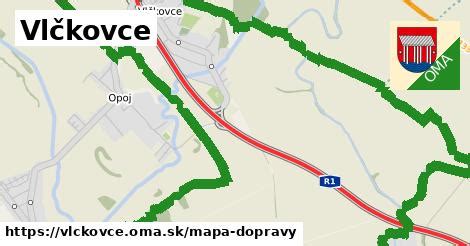 Mapa obce Vlčkovce s vyznačenými lokalitami vhodnými na výstavbu