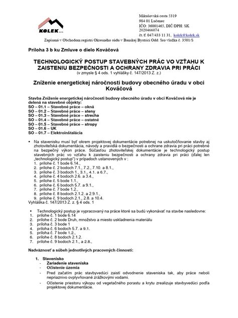 Ukážka zoznamu stavebných prác podľa CPA