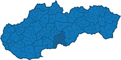 Mapa regiónu Novohrad s vyznačeným Lučencom