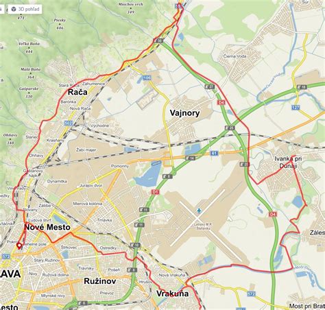 Mapa Vrakune s vyznačenými plánovanými komunikáciami