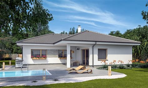 bungalov v tvare L s terasou