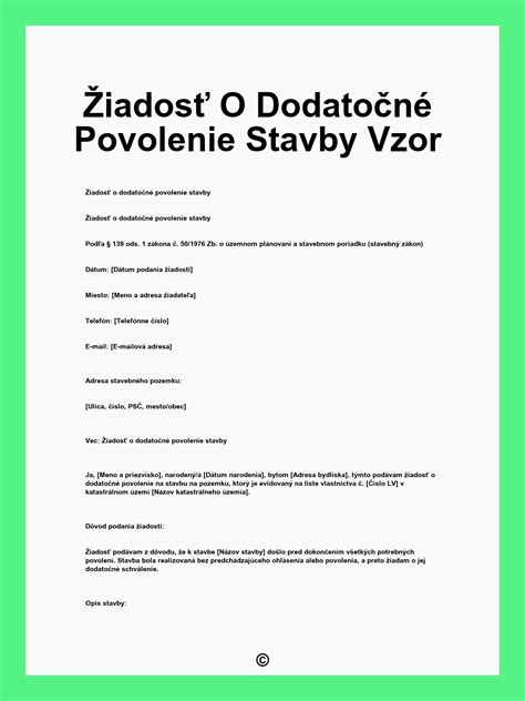 Ukážka formulára žiadosti o povolenie stavby