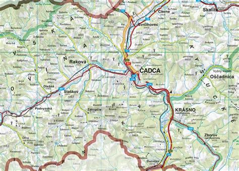 Mapa okresu Čadca s vyznačenou Turzovkou