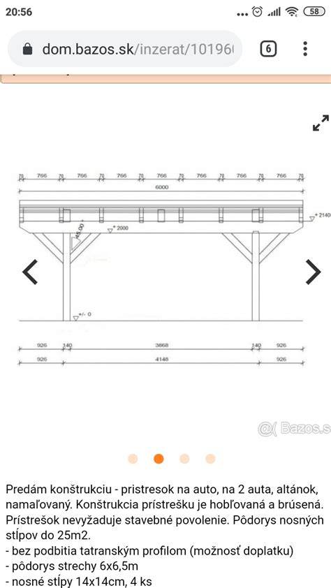 Diagram s rozmermi prístrešku pre dve autá