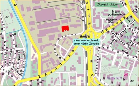 Mapa Žiliny s vyznačenými zónami