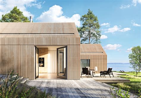 Garáž v drevo-dekóre s modernou architektúrou