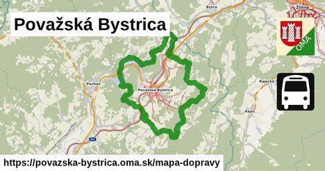 Mapa okresu Považská Bystrica s vyznačenými obcami