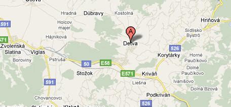 Mapa regiónu Detva s vyznačenou Hriňovou