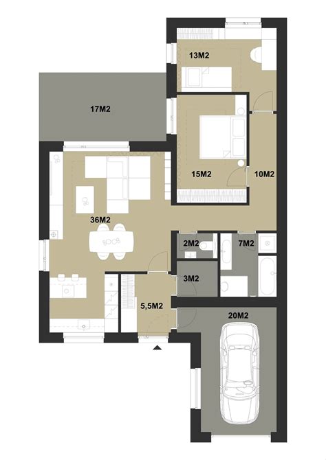 Ilustrácia rodinného domu typu bungalov s priestrannou záhradou
