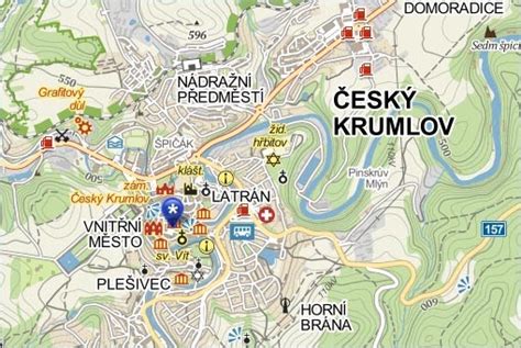 Mapa okresu Český Krumlov s vyznačenými obcami