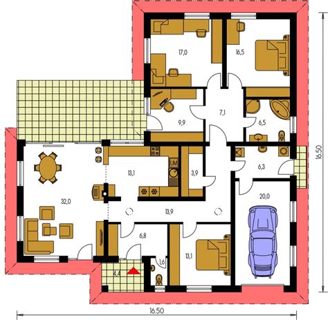 Diagram rozloženia poschodového domu s oddelenou dennou a nočnou časťou