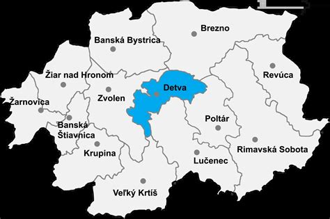 Mapa regiónu Detva, Kriváň, Vígľaš