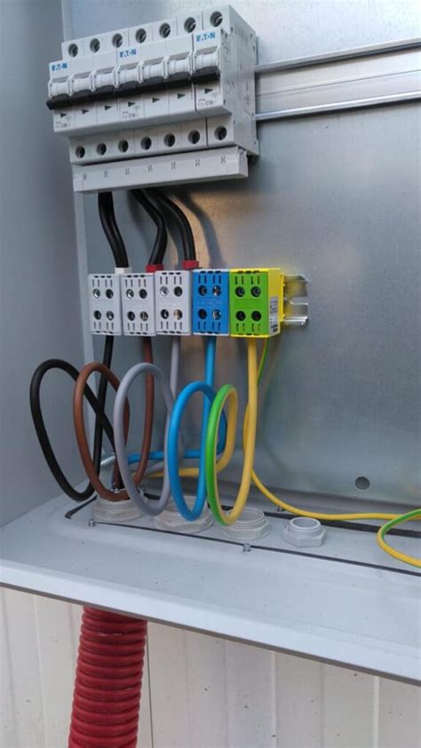 Ilustrácia elektrického rozvádzača s farebnými káblami