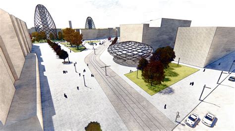 Vizualizácia budúceho Šafárikovho námestia s parkom a zeleňou