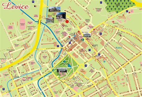 Mapa mesta Levice s vyznačenými lokalitami