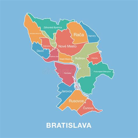 Map of Bratislava highlighting different districts