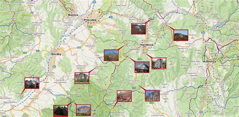 Mapa okolia Apartmánového domu Slniečko s vyznačenými atrakciami
