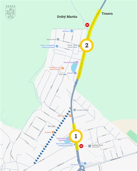 Mapa Pezinka s vyznačenou lokalitou Trnavská ulica