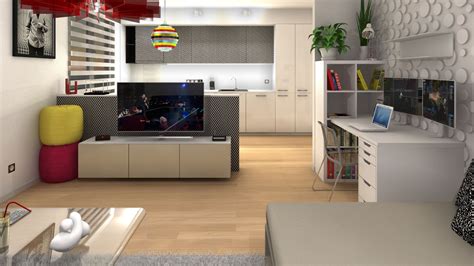 Návrh interiéru 1-izbového bytu s dôrazom na úložné priestory