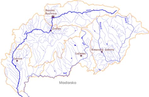 Mapa povodia rieky Hron