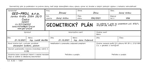 Príklad geometrického plánu pre určenie vlastníckeho práva